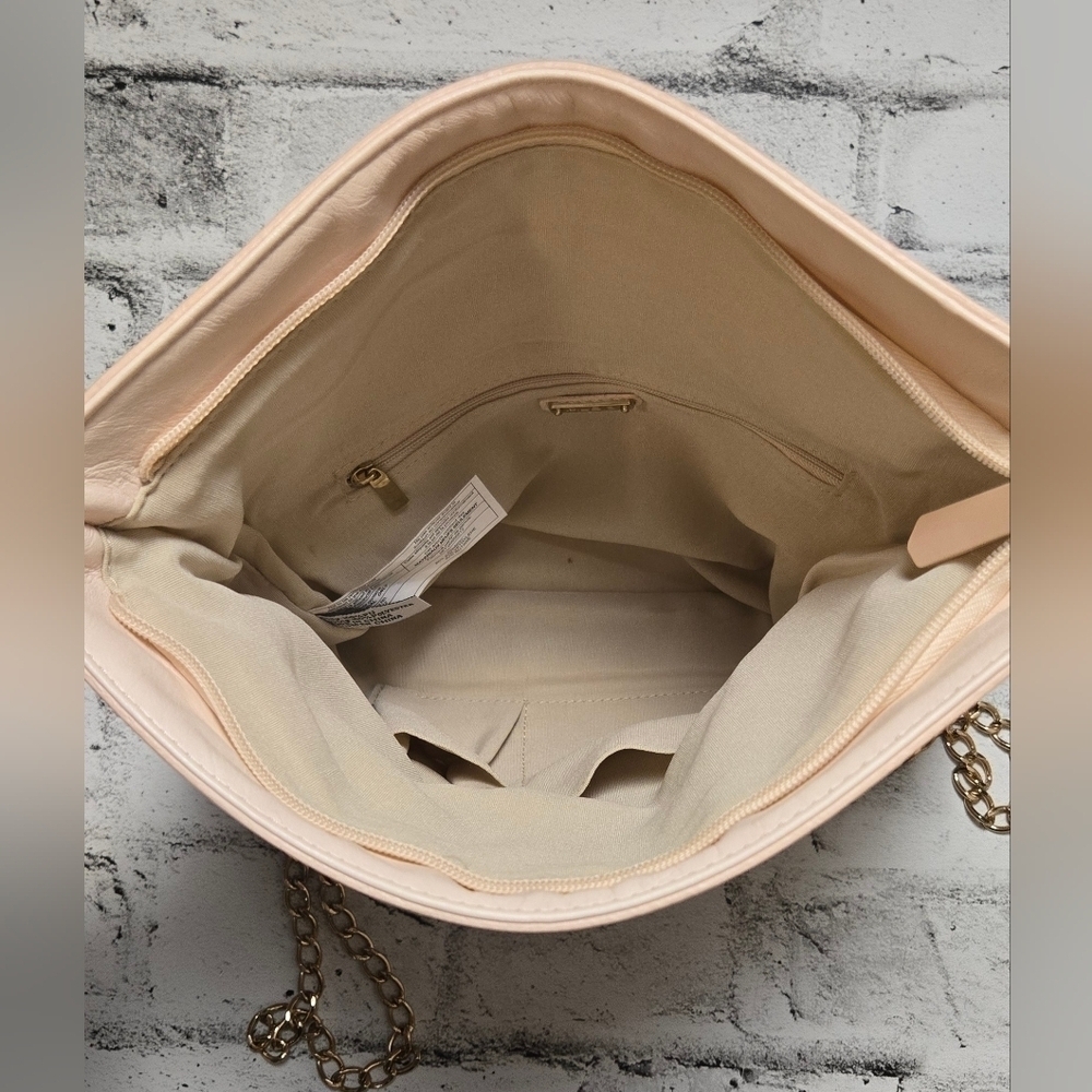 Aldo Nude Studded Crossbody Clutch Bag Gold Chain Convertible Purse - Picture 6 of 9